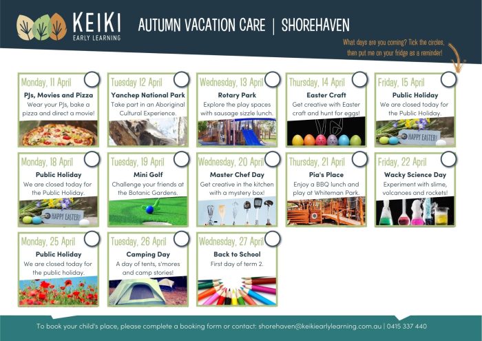 Autumn Vacation Care at Keiki Shorehaven