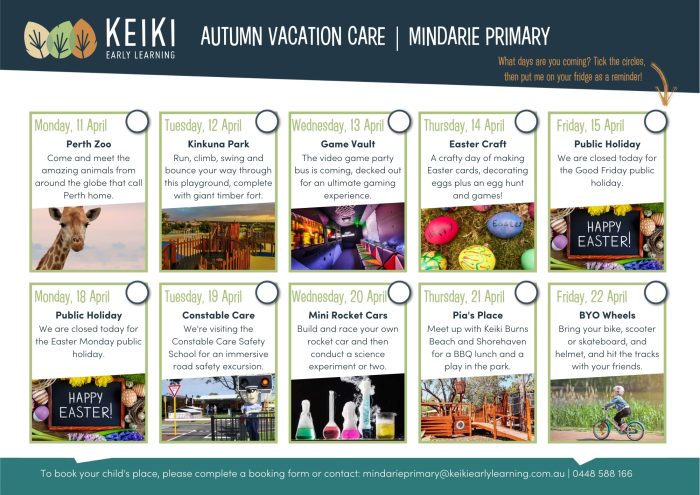 Autumn Vacation Care at Keiki Mindarie Primary